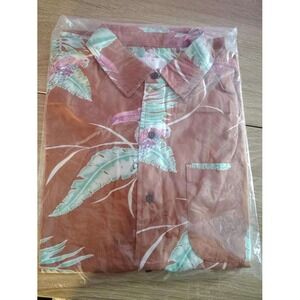 Katin Mens Short Sleeve Button Up Shirt Paradise Print Clay Size S